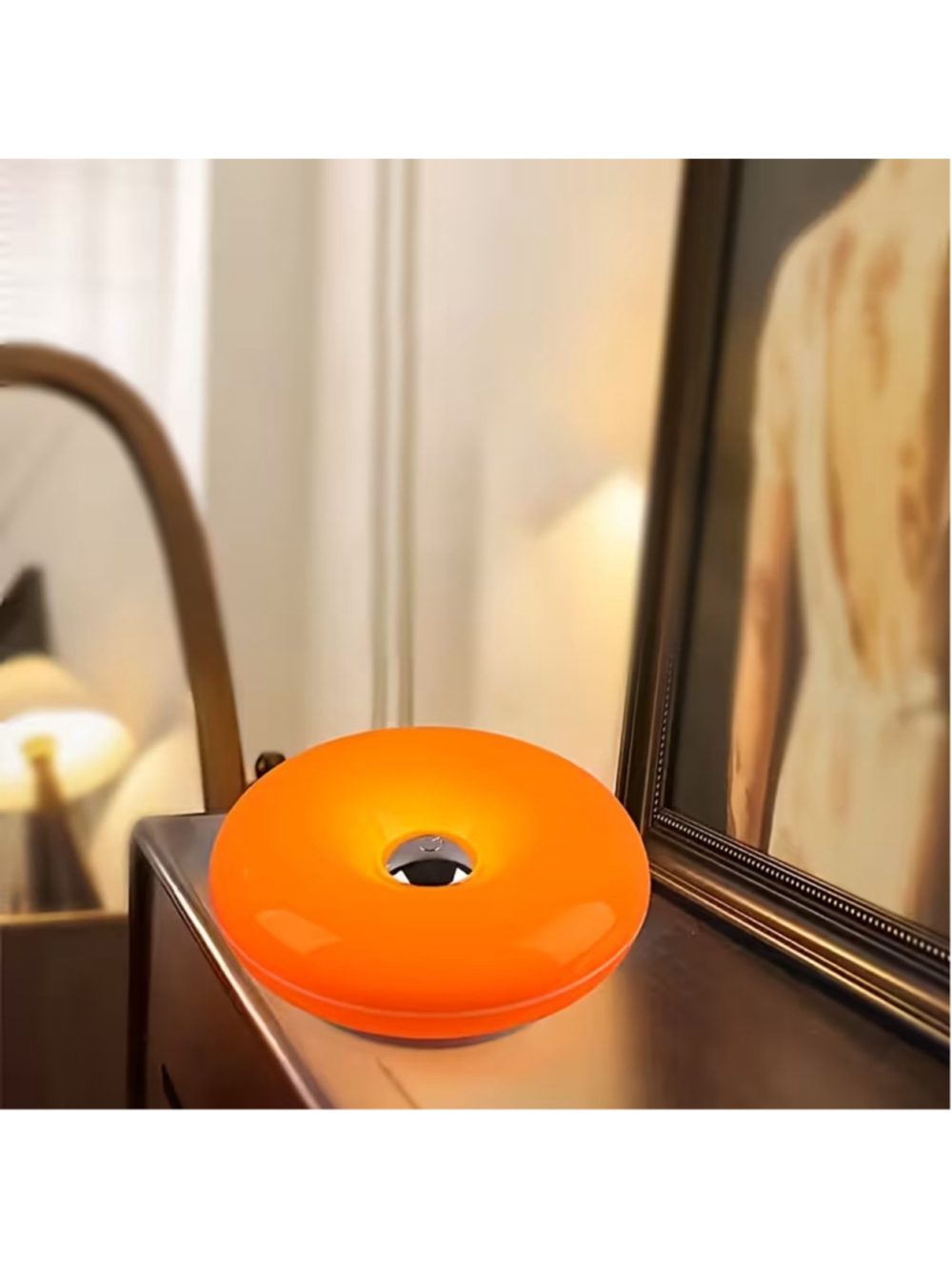 Orange Donut Touch Table Lamp 3 Color LED USB Ambient Bedside Desk Light Modern